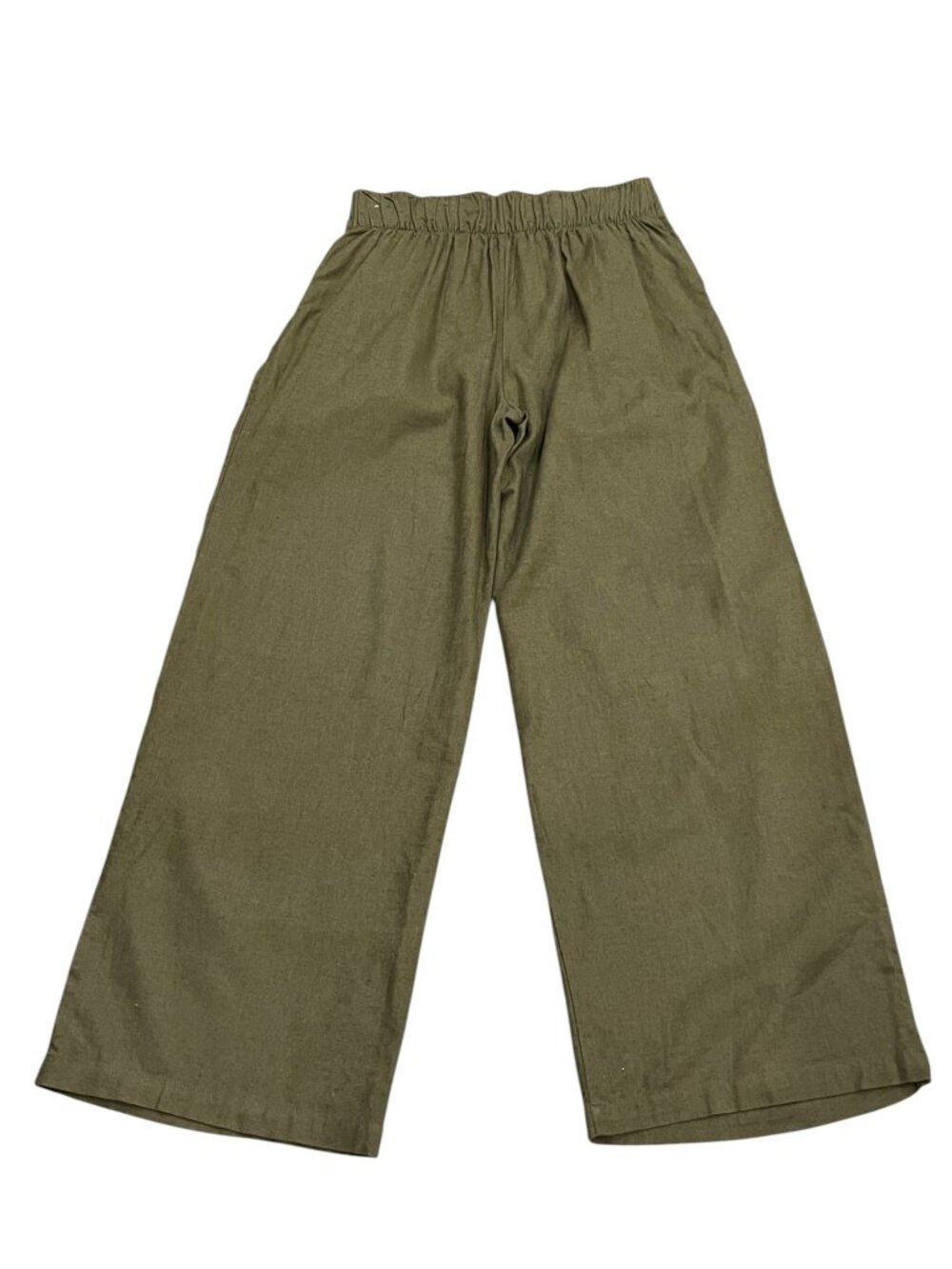 Abercrombie Linen Blend Wide Leg Pull-On Pants, Olive, M - Picture 7 of 8